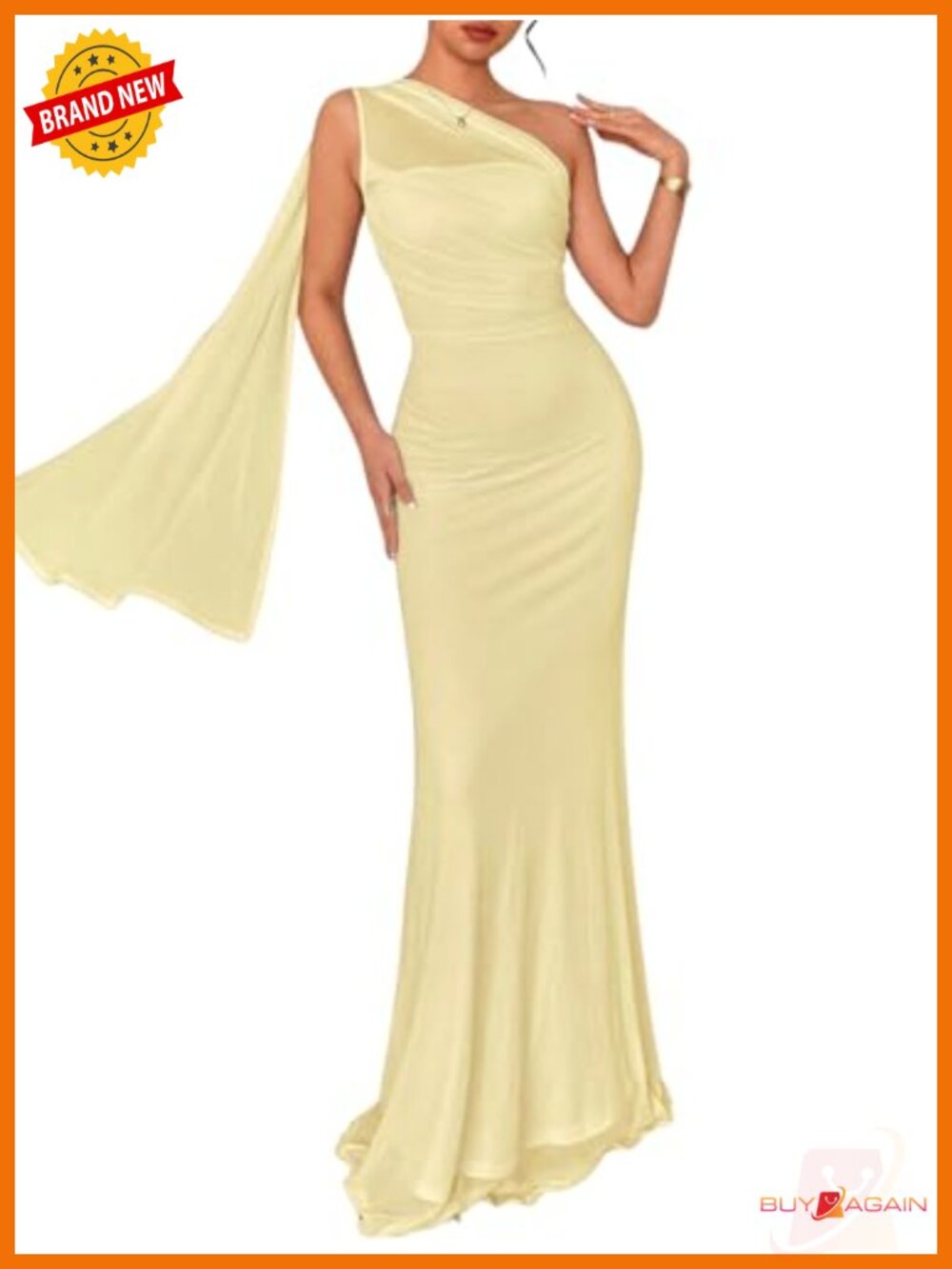 Verdusa Women's One Shoulder Ruched Mermaid Maxi Formal Dress Sleeveless
